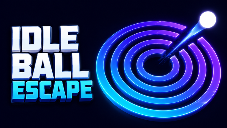 Idle Ball Escape game artwork showing a glowing ball breaking through neon rings.